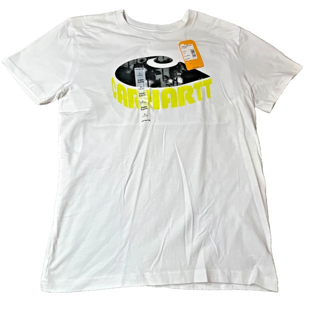 Carhartt CA6618 Kids Big Boys Youth Short-Sleeve Camo 'C' T-Shirt, White - XL 18